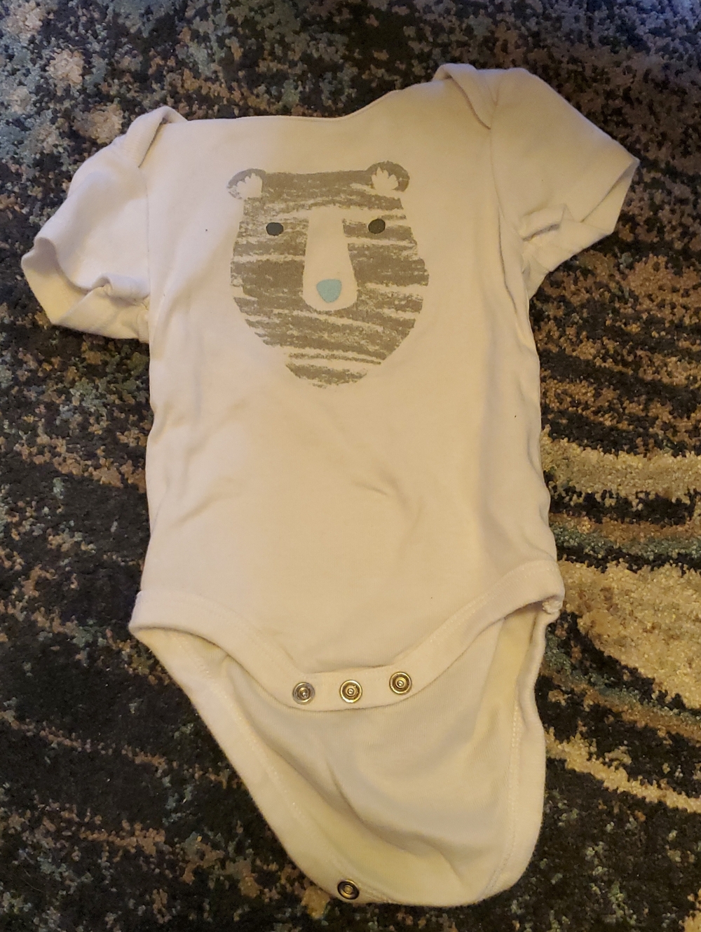 cloud island Cream One-Piece Bodysuit with Bear Face